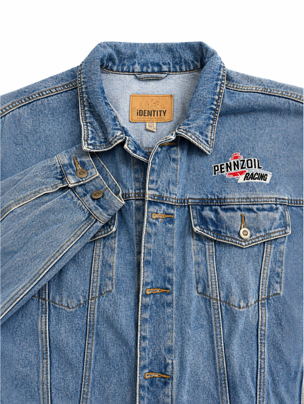 Vintage Pennzoil Racing iDENTITY Blue Jean Oversize Jacket Men's Sz L